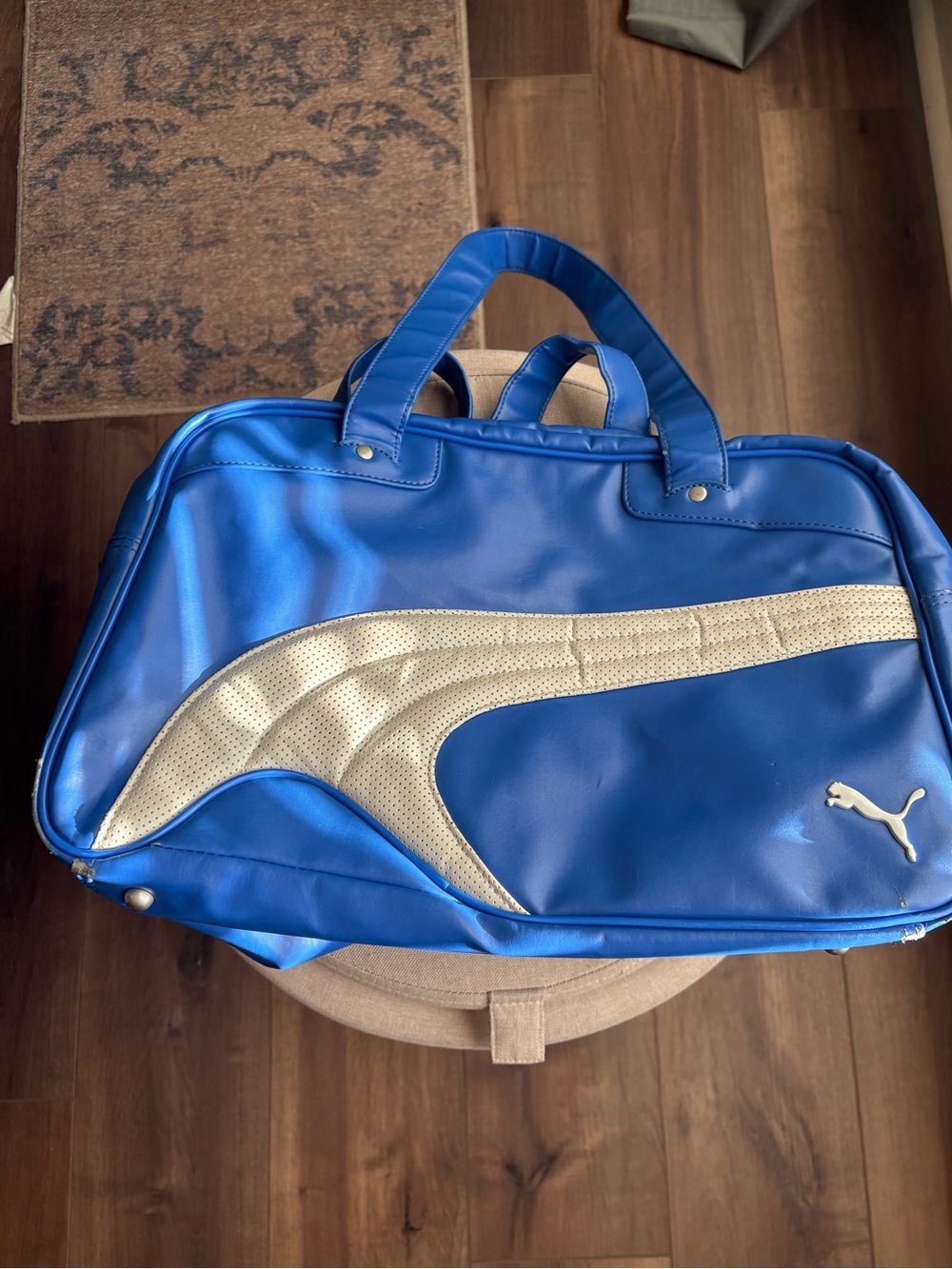 Puma Blue Travel Duffel with Cream Accent